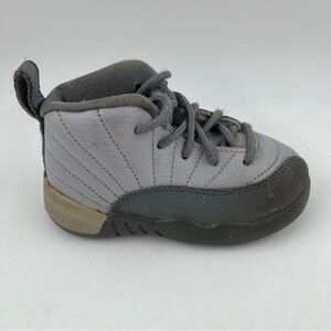 Nike Boys Air Jordan 12 Retro TD Cool Grey Lace-Up Sneakers Shoes - Size 6 C